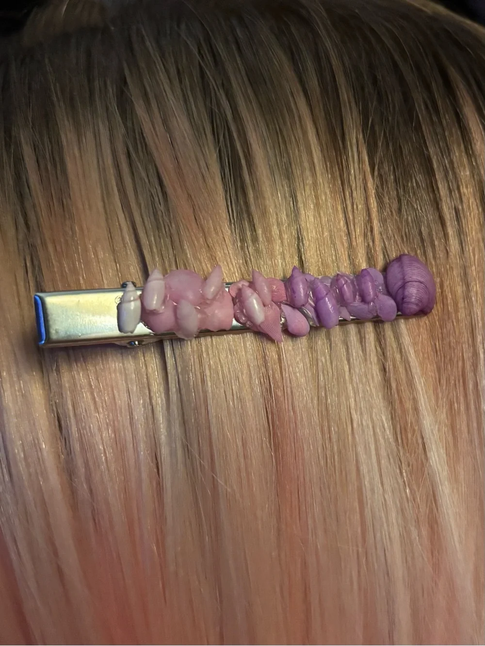 Purple & Pink Shell Hair Clip Barrette